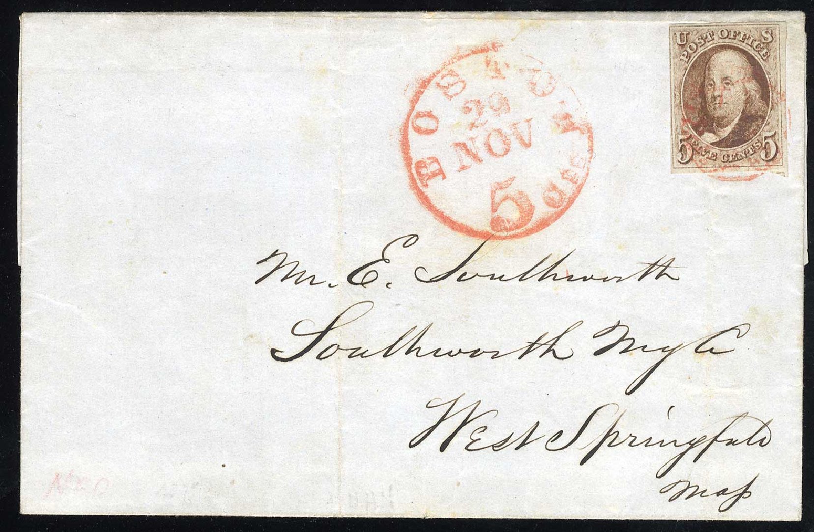 Price of US Stamp Scott Cat. # 1 - 1847 5c Franklin. Cherrystone Auctions, Jul 2008, Sale 200807, Lot 7