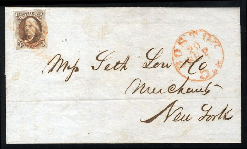Costs of US Stamp Scott Catalogue #1 - 1847 5c Franklin. Cherrystone Auctions, Mar 2009, Sale 200903, Lot 7