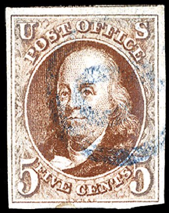 Prices of US Stamp Scott Cat. 1: 5c 1847 Franklin. Cherrystone Auctions, Nov 2009, Sale 200911, Lot 3007