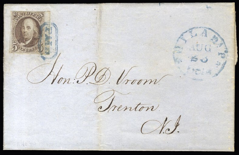 US Stamp Prices Scott Catalog # 1: 5c 1847 Franklin. Cherrystone Auctions, Jan 2015, Sale 201501, Lot 17