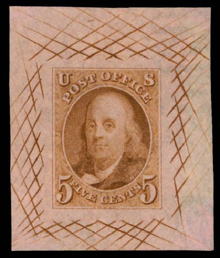 US Stamp Price Scott #1: 1847 5c Franklin. Daniel Kelleher Auctions, Apr 2013, Sale 636, Lot 47
