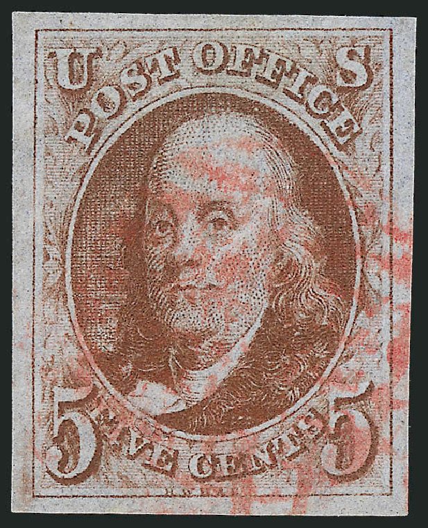 Price of US Stamps Scott Catalogue #1 - 5c 1847 Franklin. Robert Siegel Auction Galleries, Mar 2011, Sale 1007, Lot 2067
