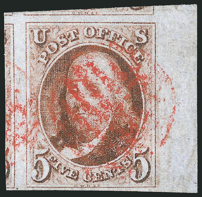 US Stamp Price Scott Catalogue #1: 1847 5c Franklin. Robert Siegel Auction Galleries, Dec 2011, Sale 1017, Lot 27