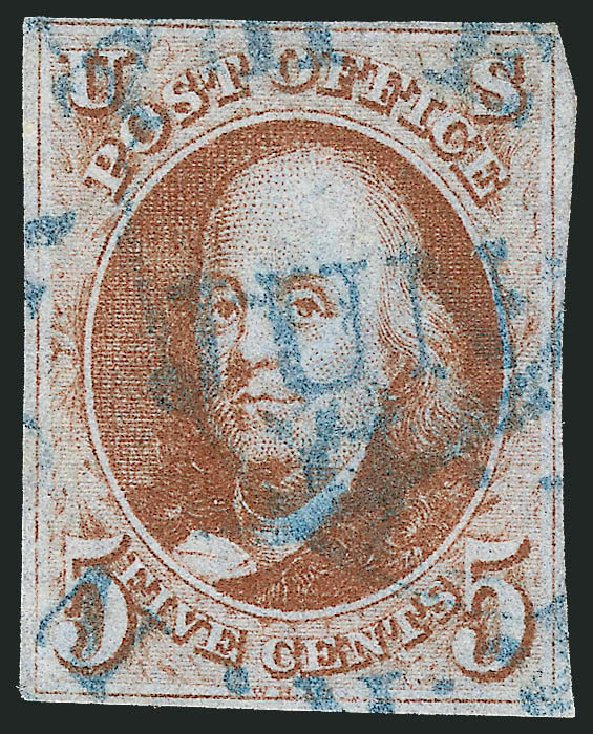 Price of US Stamps Scott Catalog #1 - 5c 1847 Franklin. Robert Siegel Auction Galleries, Dec 2011, Sale 1017, Lot 57