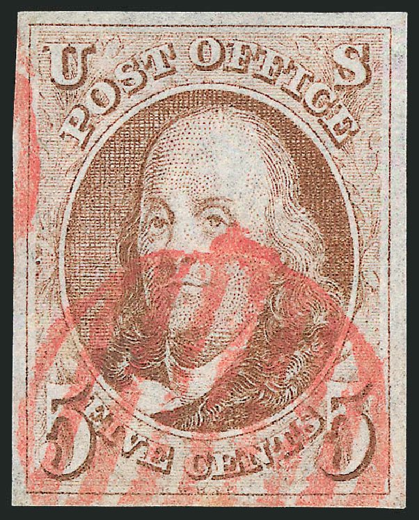 Price of US Stamp Scott Catalog 1: 1847 5c Franklin. Robert Siegel Auction Galleries, Mar 2012, Sale 1019, Lot 307
