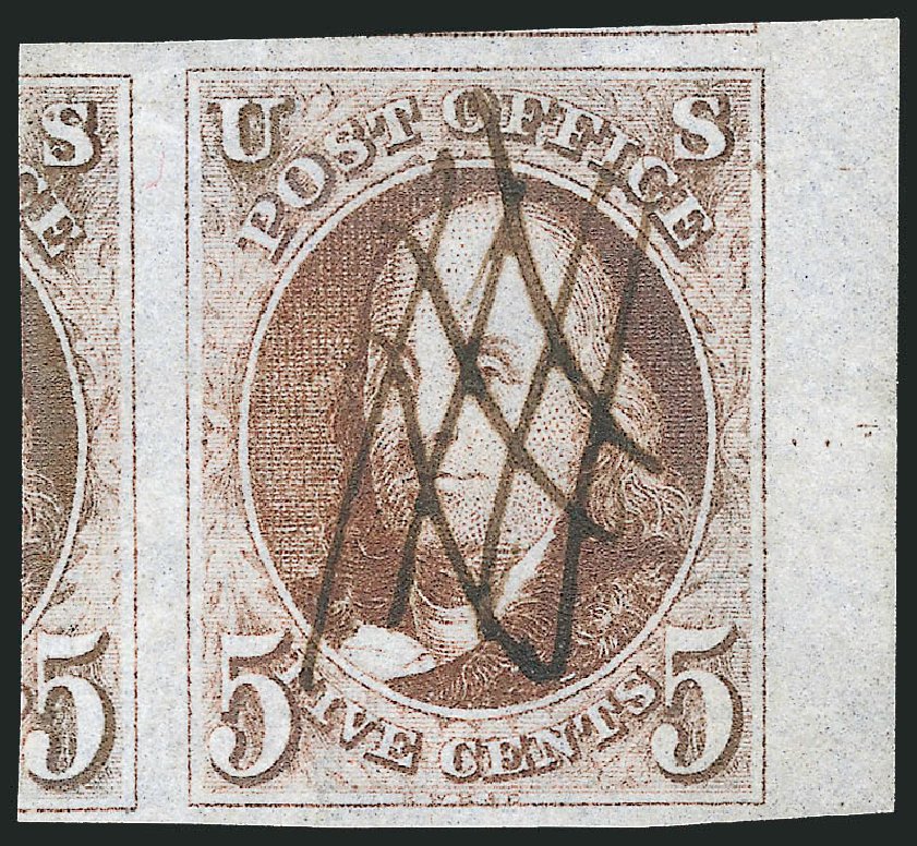 Values of US Stamps Scott 1: 1847 5c Franklin. Robert Siegel Auction Galleries, Apr 2012, Sale 1023, Lot 2067