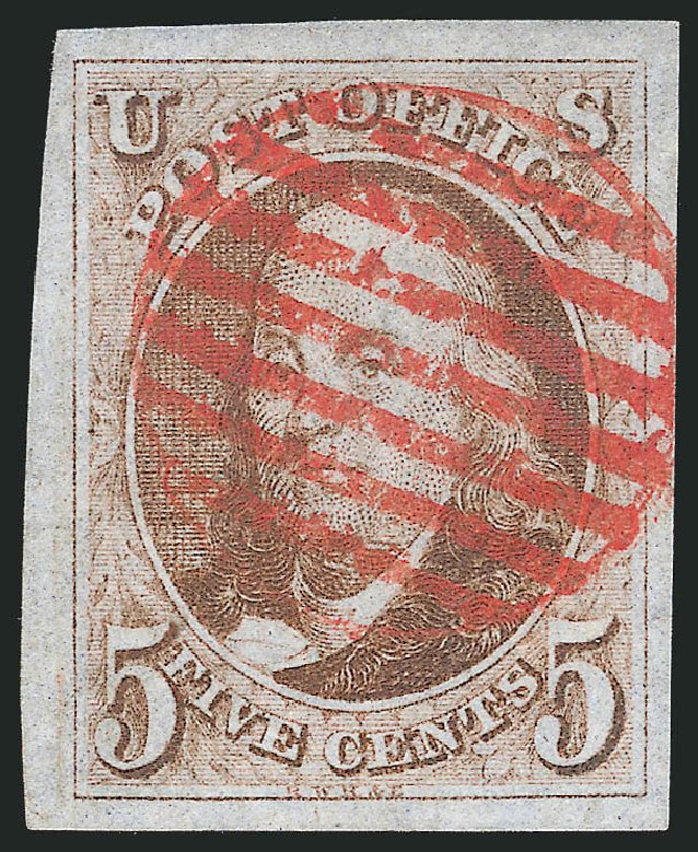 Prices of US Stamp Scott Cat. #1: 5c 1847 Franklin. Robert Siegel Auction Galleries, Apr 2012, Sale 1023, Lot 2117
