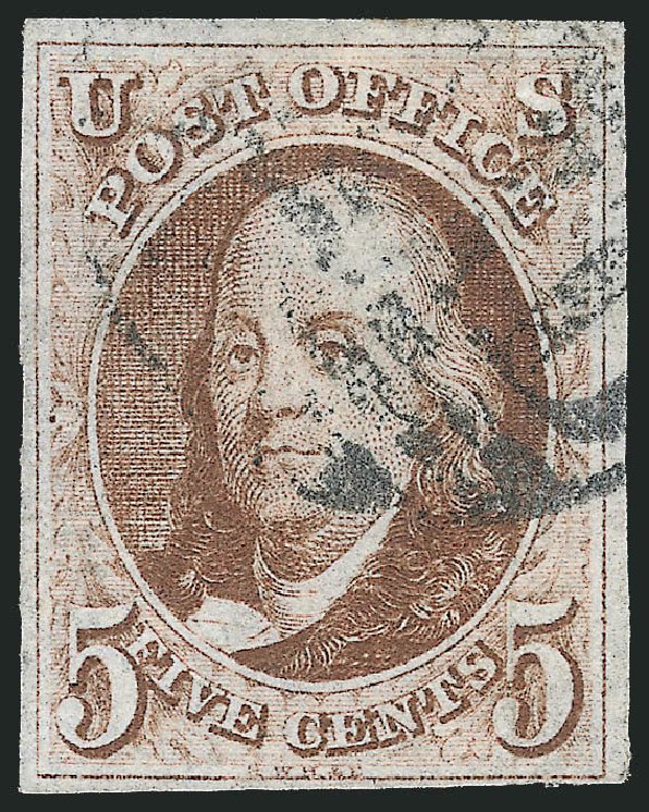 Costs of US Stamp Scott # 1 - 5c 1847 Franklin. Robert Siegel Auction Galleries, Apr 2012, Sale 1023, Lot 2197