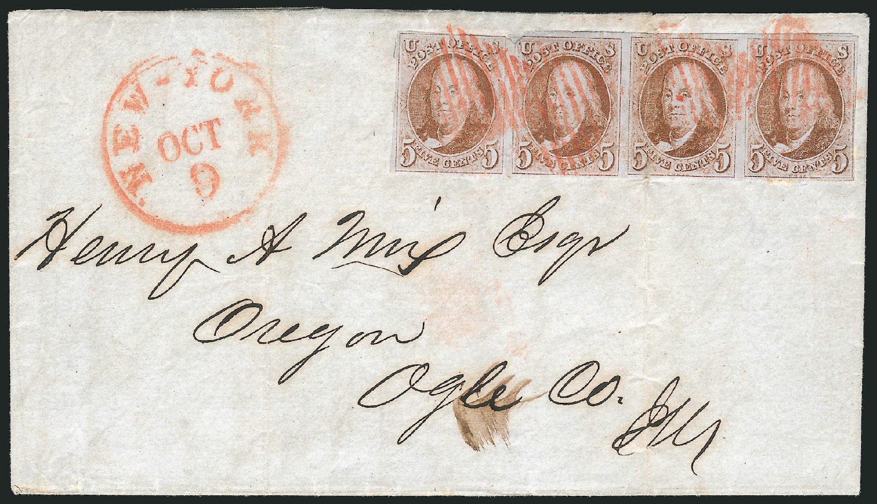 Price of US Stamps Scott Catalogue 1 - 1847 5c Franklin. Robert Siegel Auction Galleries, Apr 2012, Sale 1023, Lot 2247