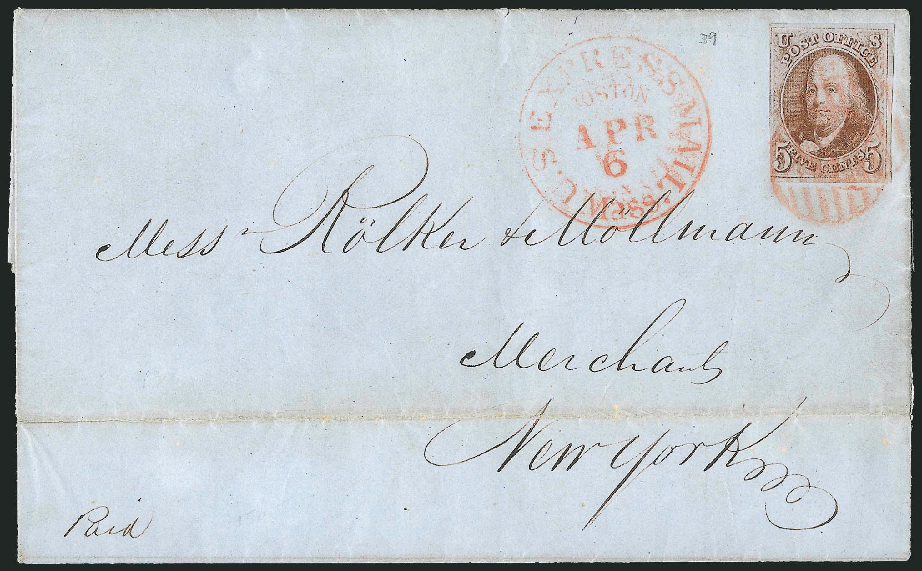 US Stamp Price Scott Catalog # 1 - 5c 1847 Franklin. Robert Siegel Auction Galleries, Apr 2012, Sale 1023, Lot 2367