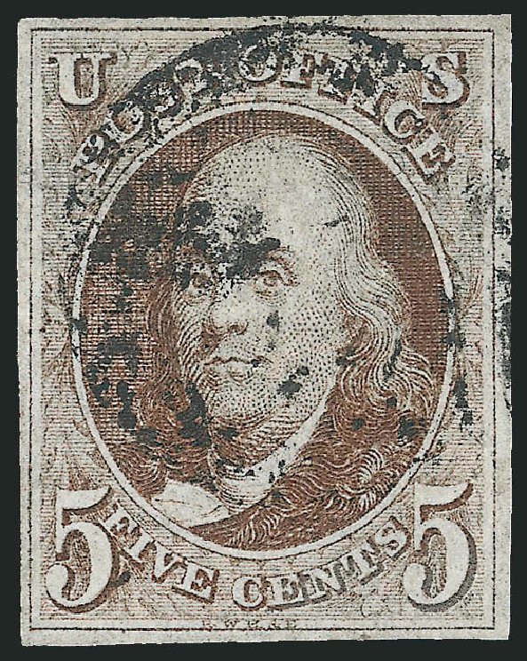 US Stamps Price Scott Cat. # 1: 1847 5c Franklin. Robert Siegel Auction Galleries, Jun 2012, Sale 1024, Lot 7