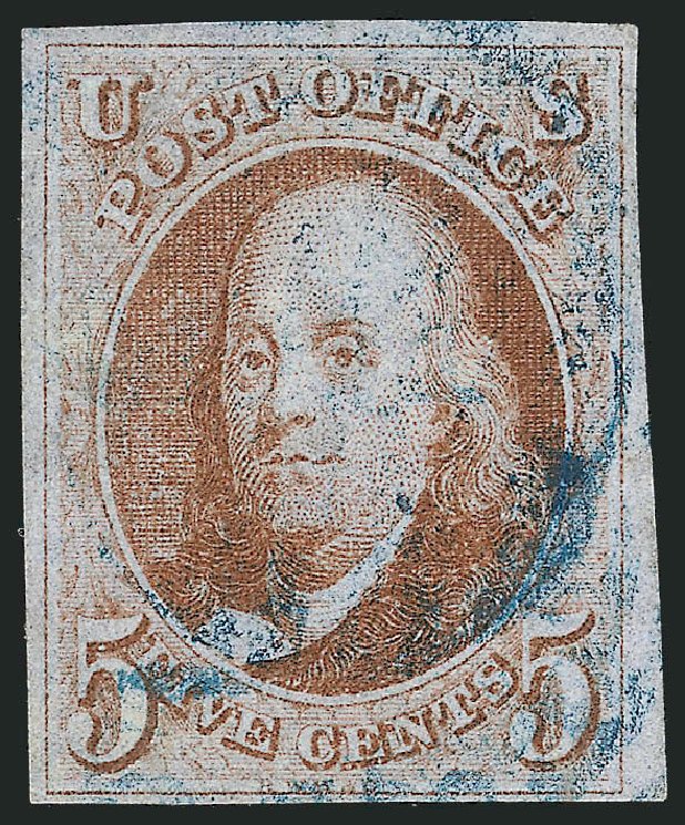 US Stamps Price Scott Catalog # 1: 1847 5c Franklin. Robert Siegel Auction Galleries, Jun 2012, Sale 1026, Lot 1117