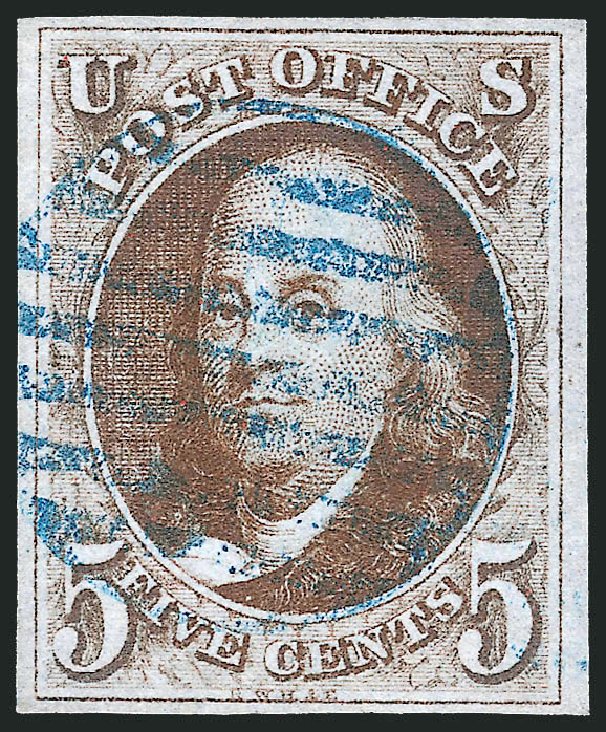 Prices of US Stamps Scott Catalog # 1 - 5c 1847 Franklin. Robert Siegel Auction Galleries, Dec 2012, Sale 1037, Lot 1357