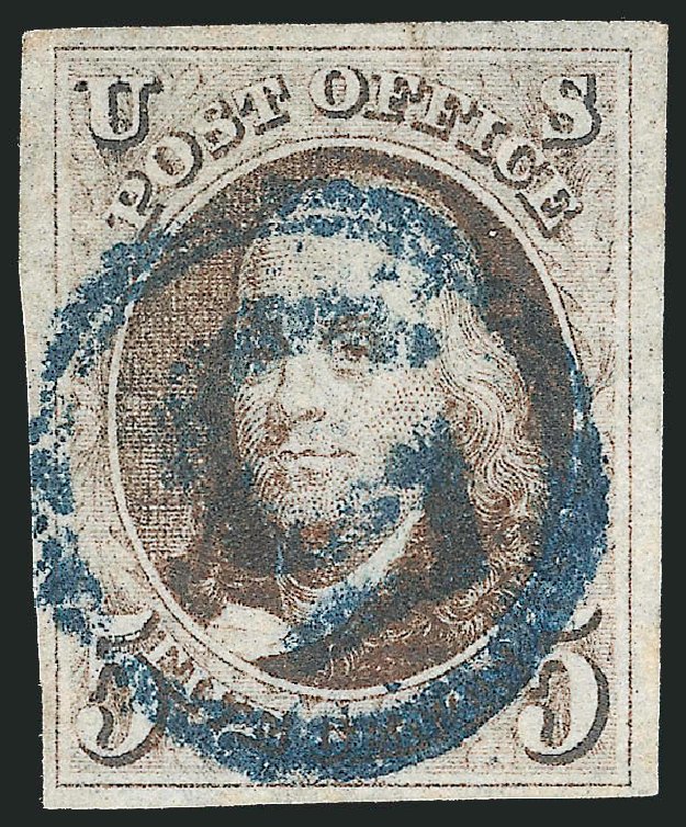 Costs of US Stamps Scott Catalogue #1 - 5c 1847 Franklin. Robert Siegel Auction Galleries, Dec 2012, Sale 1037, Lot 1367
