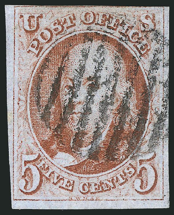 US Stamp Prices Scott Catalog # 1: 1847 5c Franklin. Robert Siegel Auction Galleries, Jul 2013, Sale 1050, Lot 57