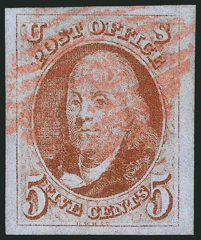 US Stamps Value Scott Catalog 1 - 5c 1847 Franklin. Robert Siegel Auction Galleries, Jun 2015, Sale 1106, Lot 3017