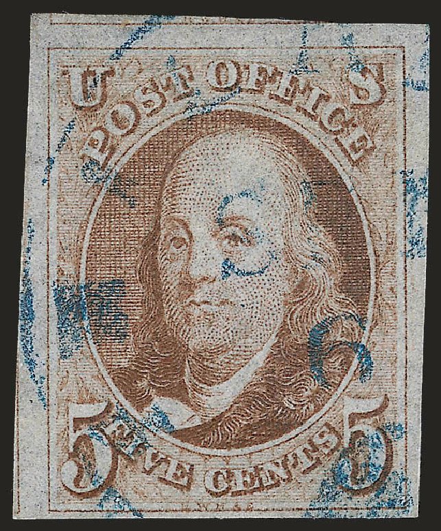 Cost of US Stamp Scott Cat. #1: 5c 1847 Franklin. Robert Siegel Auction Galleries, Apr 2010, Sale 984, Lot 17