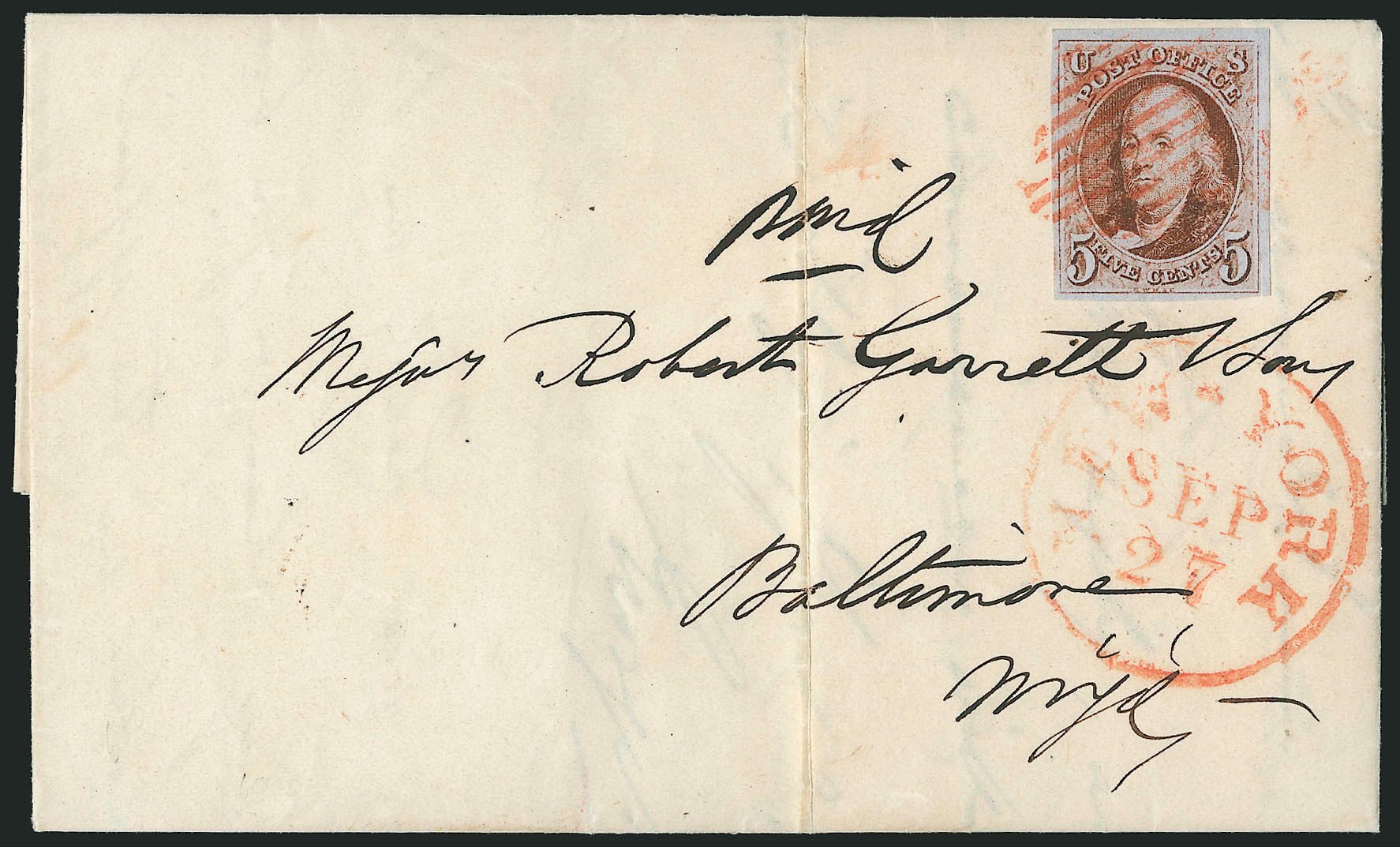 Cost of US Stamps Scott #1 - 5c 1847 Franklin. Robert Siegel Auction Galleries, Sep 2010, Sale 993, Lot 197