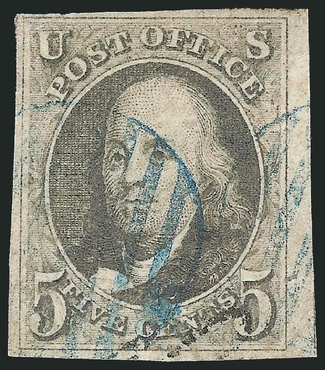 US Stamp Prices Scott Catalog 1 - 5c 1847 Franklin. Robert Siegel Auction Galleries, Sep 2010, Sale 993, Lot 87