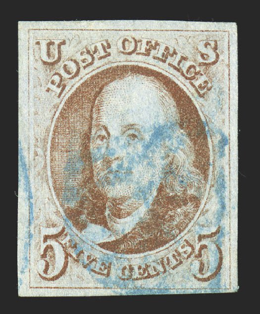 Price of US Stamps Scott Cat. 1: 1847 5c Franklin. Spink Shreves Galleries, Nov 2012, Sale 141, Lot 7