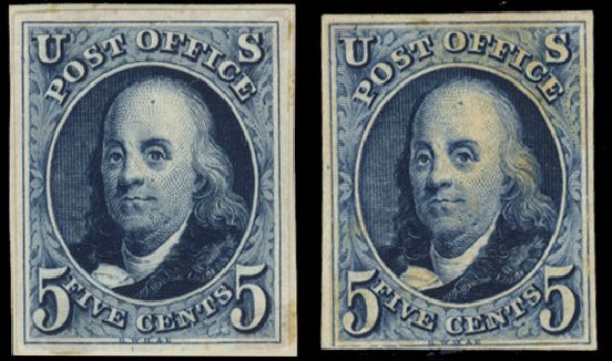 Value of US Stamps Scott Catalogue 1 - 1847 5c Franklin. Cherrystone Auctions, Jun 2012, Sale 201206, Lot 8