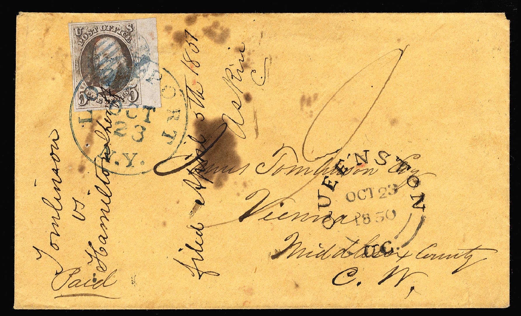 Prices of US Stamp Scott Cat. 1: 5c 1847 Franklin. Cherrystone Auctions, Jan 2015, Sale 201501, Lot 8