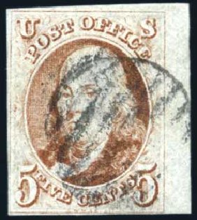 Prices of US Stamps Scott Cat. # 1: 5c 1847 Franklin. Harmer-Schau Auction Galleries, Jun 2008, Sale 78, Lot 1218