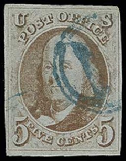 US Stamps Prices Scott Catalogue # 1 - 5c 1847 Franklin. H.R. Harmer, Jun 2013, Sale 3003, Lot 1008