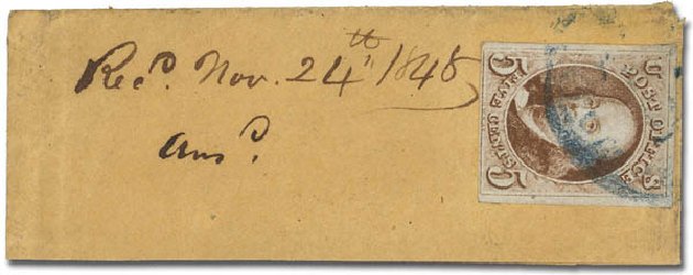 Values of US Stamp Scott Cat. 1: 1847 5c Franklin. Daniel Kelleher Auctions, Feb 2013, Sale 634, Lot 718
