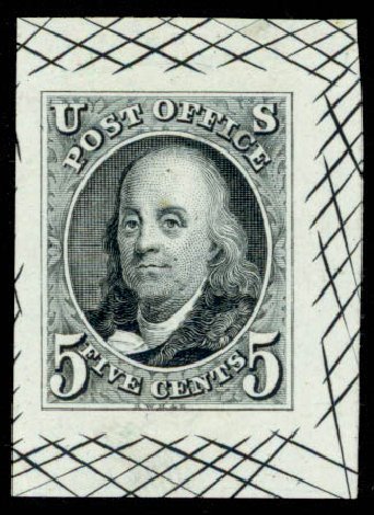 US Stamps Value Scott Cat. #1 - 1847 5c Franklin. Daniel Kelleher Auctions, Apr 2013, Sale 636, Lot 48
