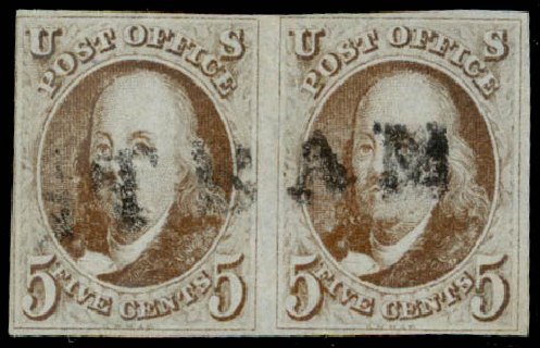 Value of US Stamp Scott Catalogue 1 - 1847 5c Franklin. Daniel Kelleher Auctions, May 2014, Sale 652, Lot 38