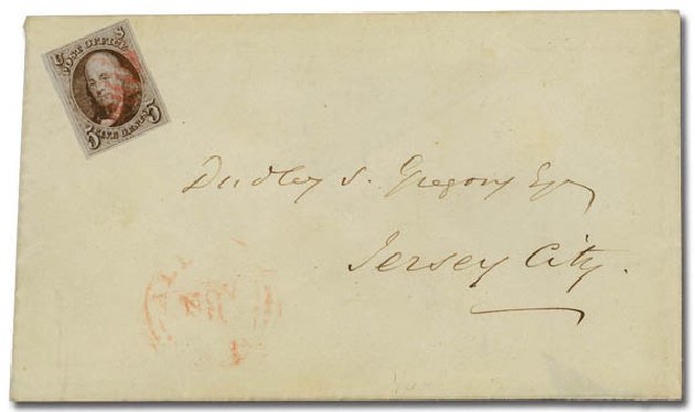 US Stamps Prices Scott Catalogue 1: 1847 5c Franklin. Daniel Kelleher Auctions, May 2014, Sale 653, Lot 2058