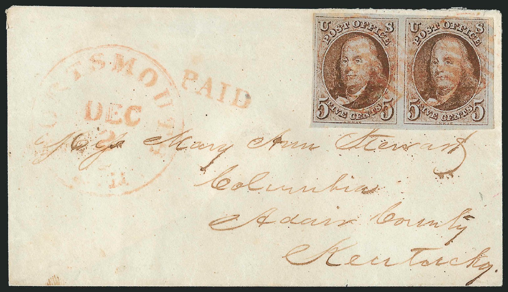 Cost of US Stamp Scott Catalog # 1: 1847 5c Franklin. Robert Siegel Auction Galleries, Dec 2010, Sale 1002, Lot 3668