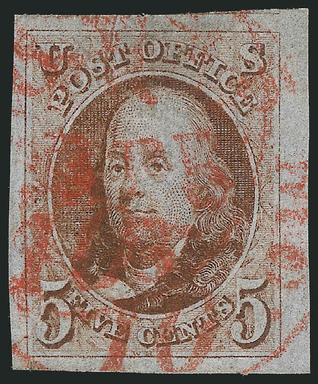 Price of US Stamps Scott Cat. #1: 1847 5c Franklin. Robert Siegel Auction Galleries, Jun 2011, Sale 1011, Lot 378