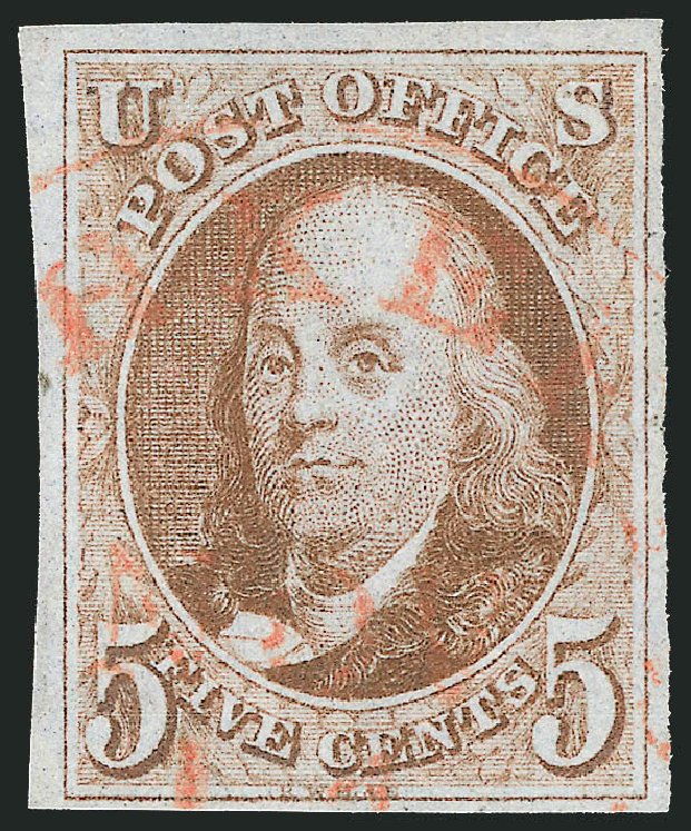 US Stamp Prices Scott Catalogue # 1 - 5c 1847 Franklin. Robert Siegel Auction Galleries, Mar 2012, Sale 1019, Lot 308