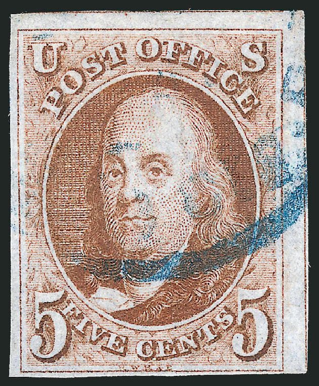 US Stamp Price Scott Cat. # 1: 5c 1847 Franklin. Robert Siegel Auction Galleries, Mar 2012, Sale 1021, Lot 108