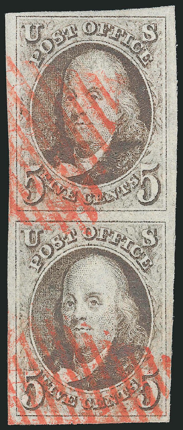 US Stamps Prices Scott Catalogue # 1: 1847 5c Franklin. Robert Siegel Auction Galleries, Apr 2012, Sale 1023, Lot 2048