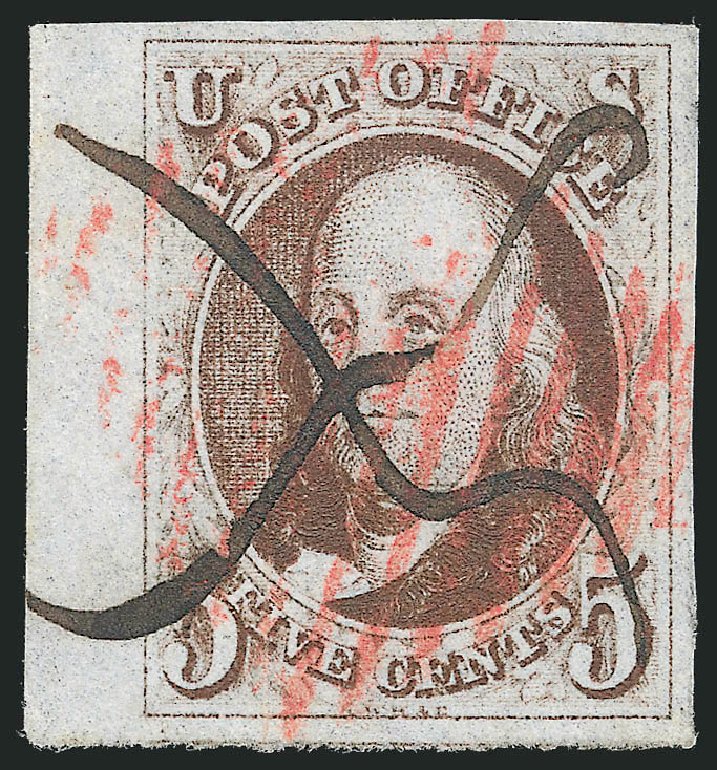 Values of US Stamps Scott Cat. 1 - 1847 5c Franklin. Robert Siegel Auction Galleries, Apr 2012, Sale 1023, Lot 2068
