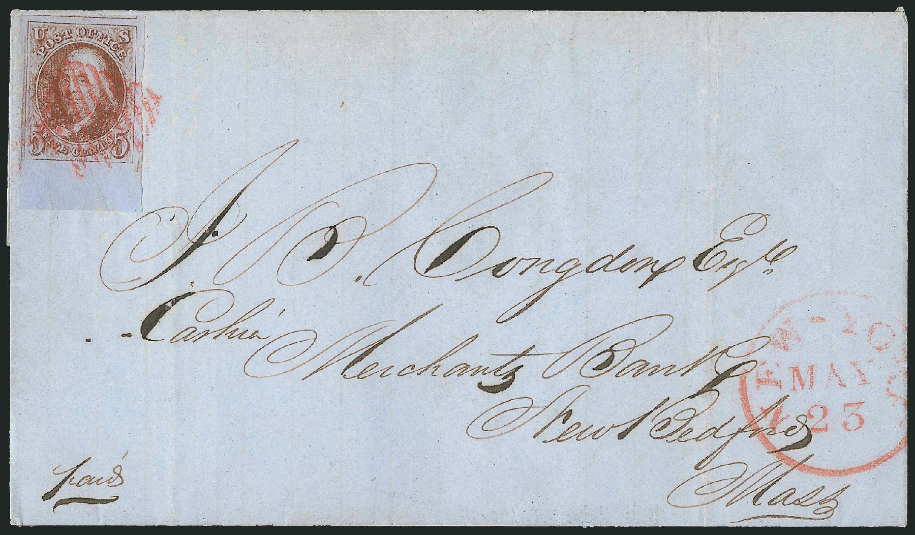 US Stamps Values Scott Catalog #1: 5c 1847 Franklin. Robert Siegel Auction Galleries, Apr 2012, Sale 1023, Lot 2208