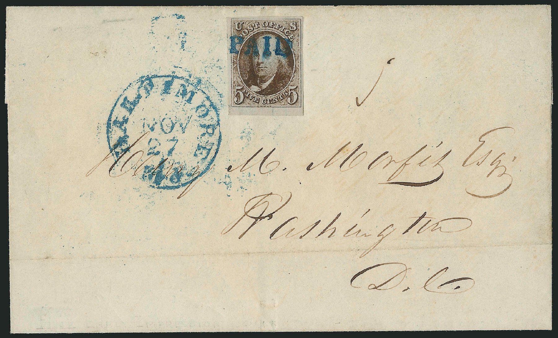 US Stamps Prices Scott Catalog 1 - 5c 1847 Franklin. Robert Siegel Auction Galleries, Apr 2012, Sale 1023, Lot 2288