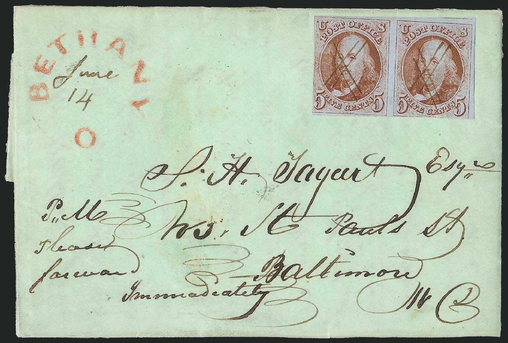 US Stamp Values Scott Catalog #1: 1847 5c Franklin. Robert Siegel Auction Galleries, Apr 2012, Sale 1023, Lot 2348