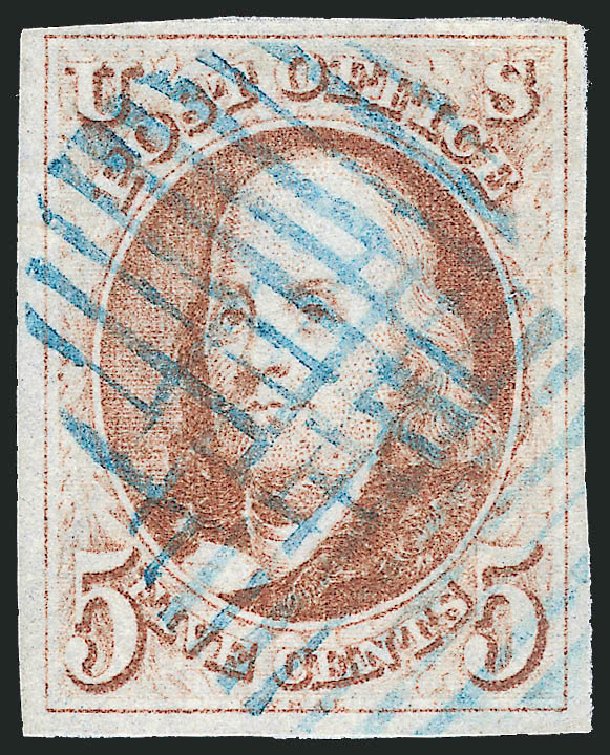 Prices of US Stamps Scott Cat. 1 - 1847 5c Franklin. Robert Siegel Auction Galleries, Jun 2012, Sale 1026, Lot 1118