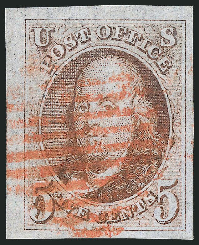 Prices of US Stamps Scott Catalogue #1: 1847 5c Franklin. Robert Siegel Auction Galleries, Dec 2013, Sale 1062, Lot 28