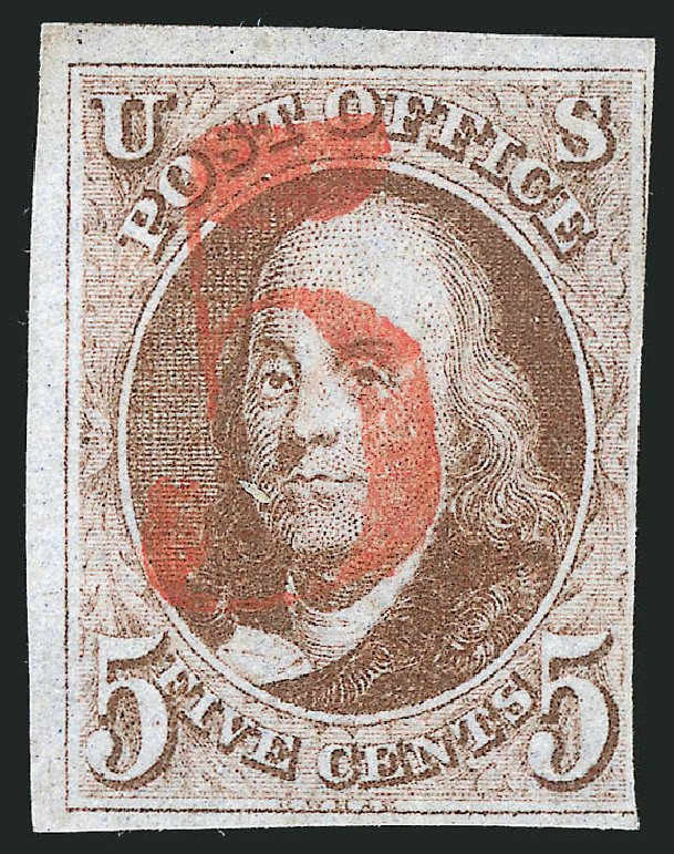 US Stamp Prices Scott Catalog 1: 1847 5c Franklin. Robert Siegel Auction Galleries, Mar 2014, Sale 1067, Lot 848