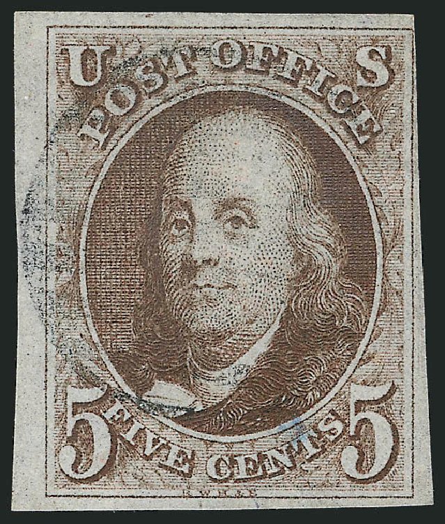 Prices of US Stamps Scott 1 - 1847 5c Franklin. Robert Siegel Auction Galleries, Mar 2014, Sale 1067, Lot 858