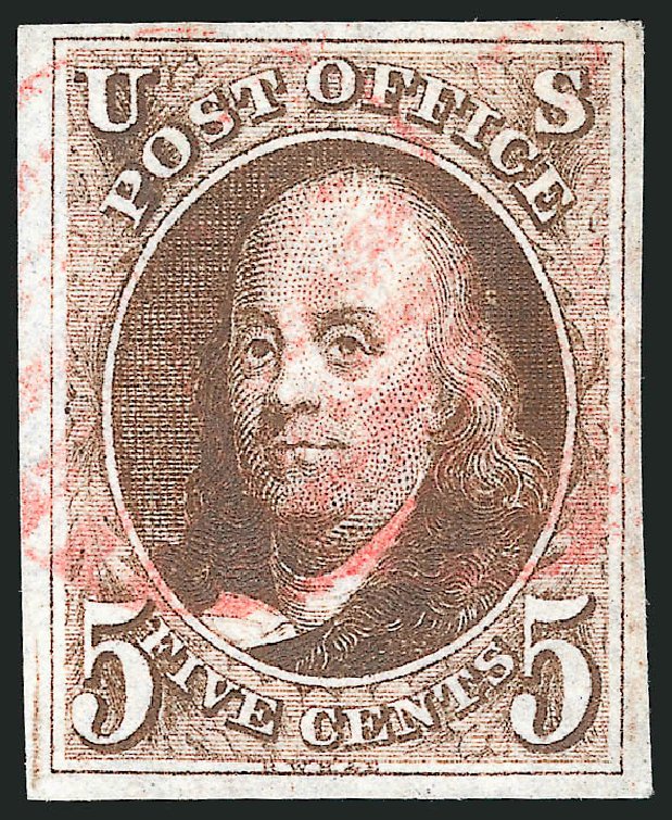 Prices of US Stamps Scott Catalog 1: 5c 1847 Franklin. Robert Siegel Auction Galleries, Sep 2014, Sale 1078, Lot 28
