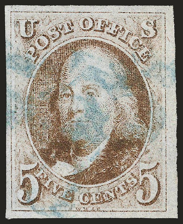 Costs of US Stamp Scott Cat. 1 - 5c 1847 Franklin. Robert Siegel Auction Galleries, Jun 2009, Sale 975, Lot 1058