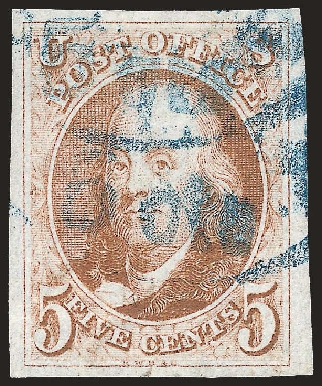 Values of US Stamps Scott Catalogue #1 - 1847 5c Franklin. Robert Siegel Auction Galleries, Jun 2009, Sale 975, Lot 1078