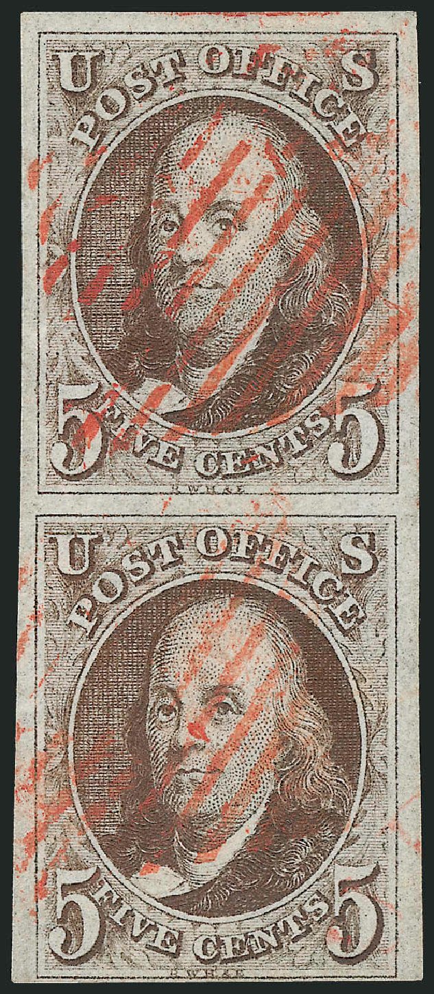 US Stamps Values Scott #1 - 1847 5c Franklin. Robert Siegel Auction Galleries, Sep 2010, Sale 993, Lot 88