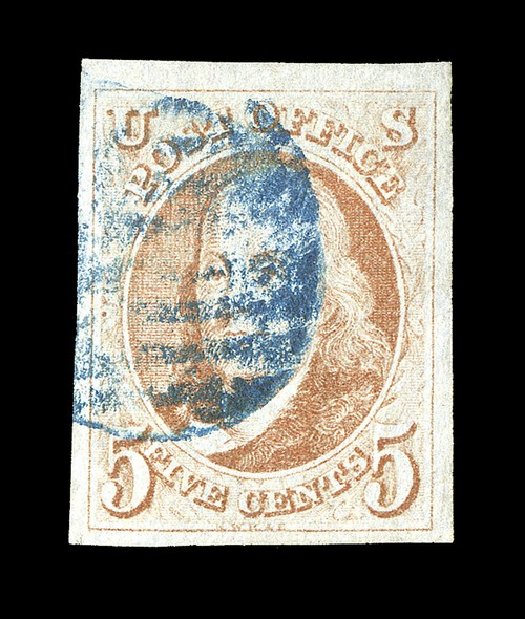 Value of US Stamps Scott Catalog 1 - 5c 1847 Franklin. Spink Shreves Galleries, May 2014, Sale 148, Lot 8